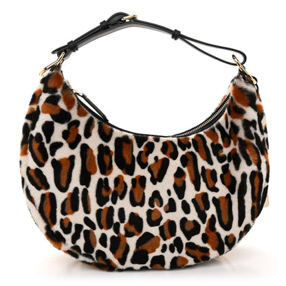 Fendi Sheepskin Vitello Grace Pony Hair Ocelot Small Fendigraphy Hobo Bag Black Multicolor 1 of 12