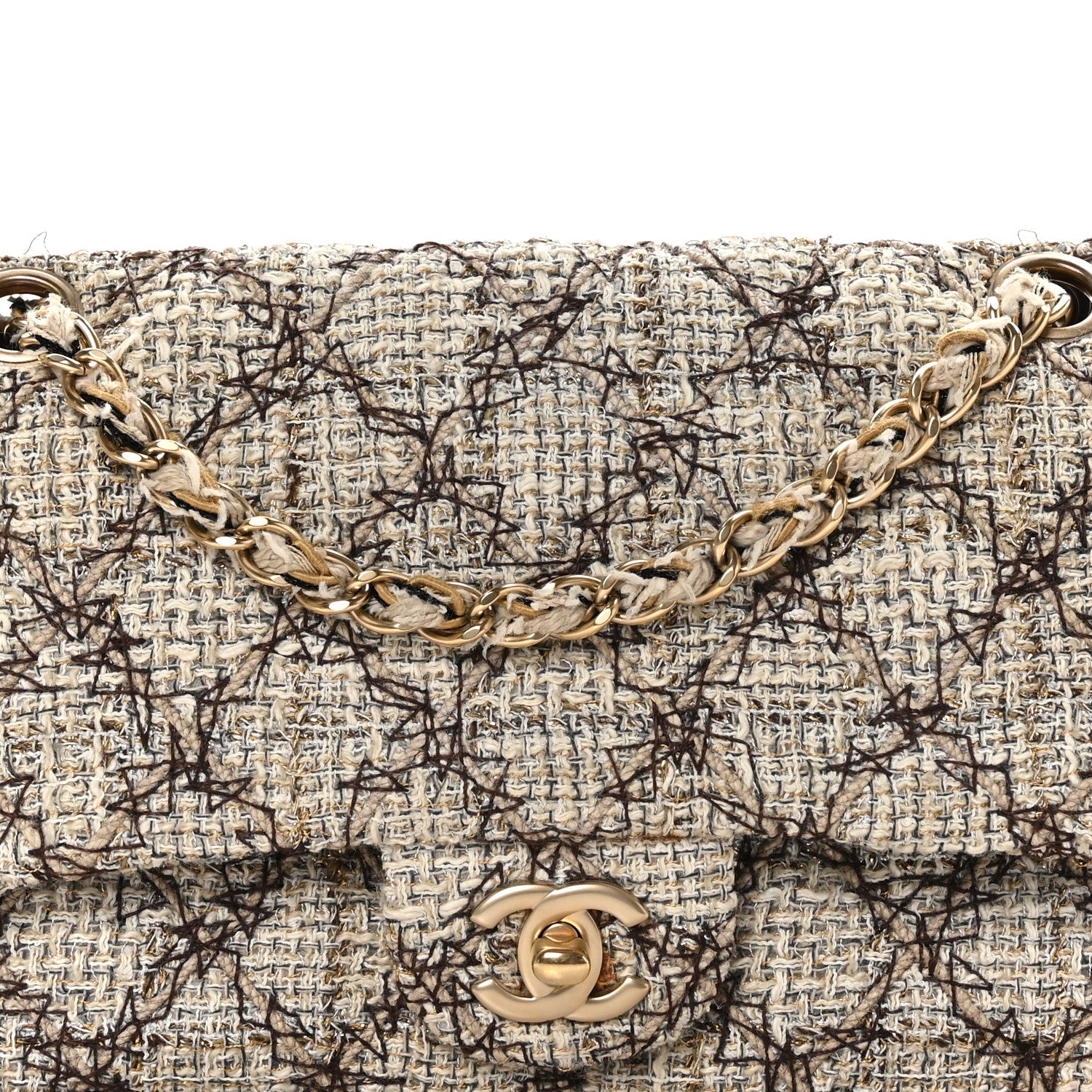 Chanel Metallic Tweed Quilted Medium Single Flap Beige Multicolor 8 of 12
