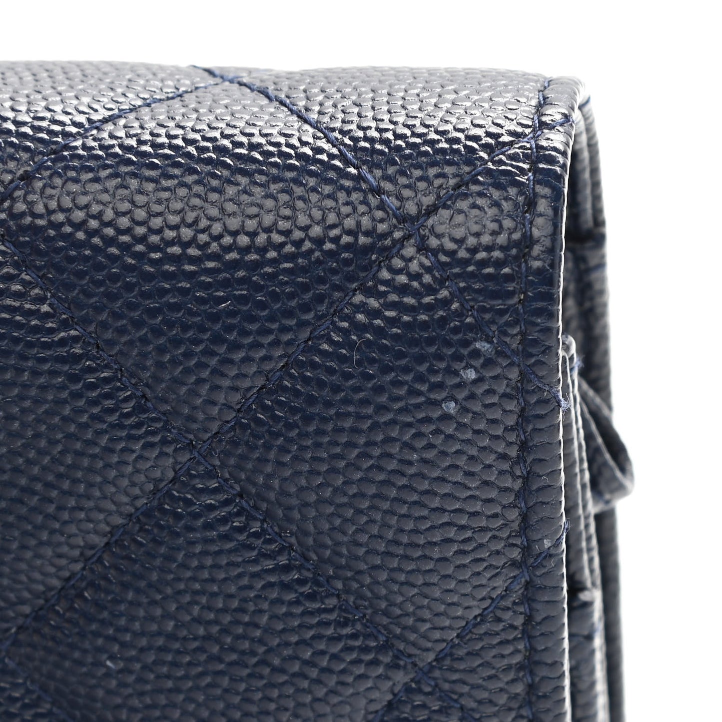 Caviar Quilted Wallet On Chain WOC Navy Blue