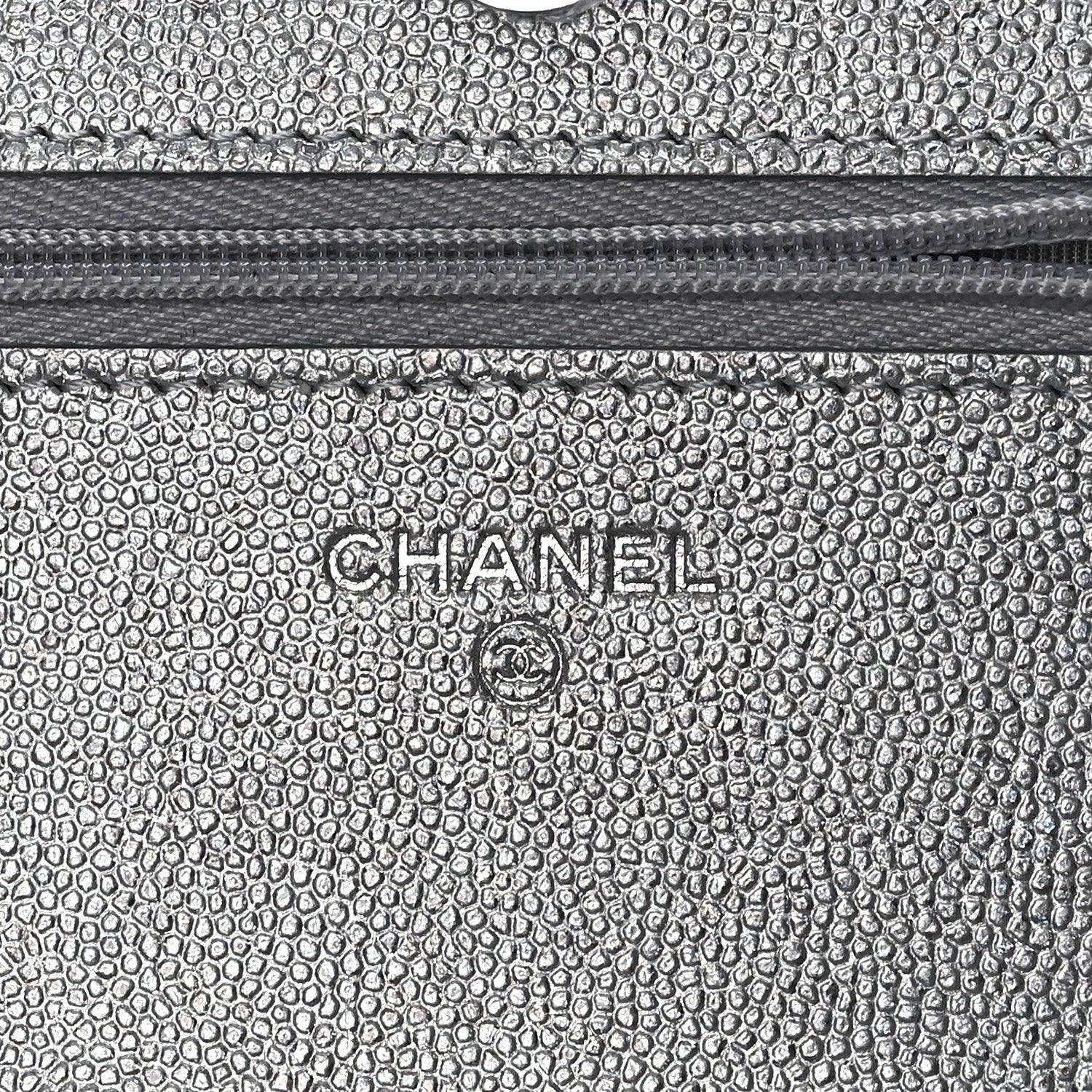 Chanel Metallic Caviar Quilted Wallet on Chain WOC Silver 5 of 11
