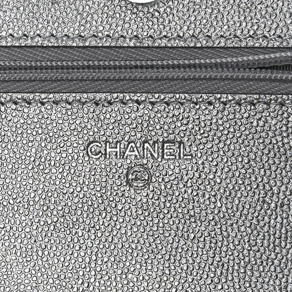 Chanel Metallic Caviar Quilted Wallet on Chain WOC Silver 5 of 11