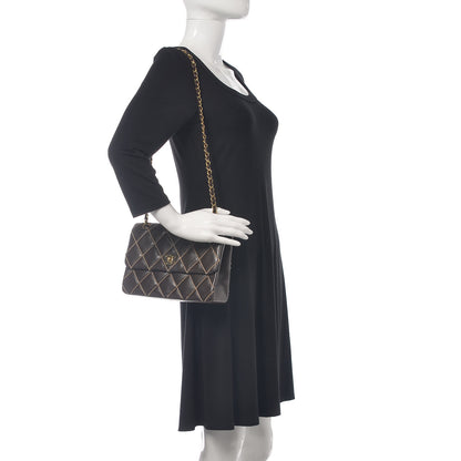 Chanel Calfskin Quilted Medium Wild Stitch Flap Brown 3 of 13