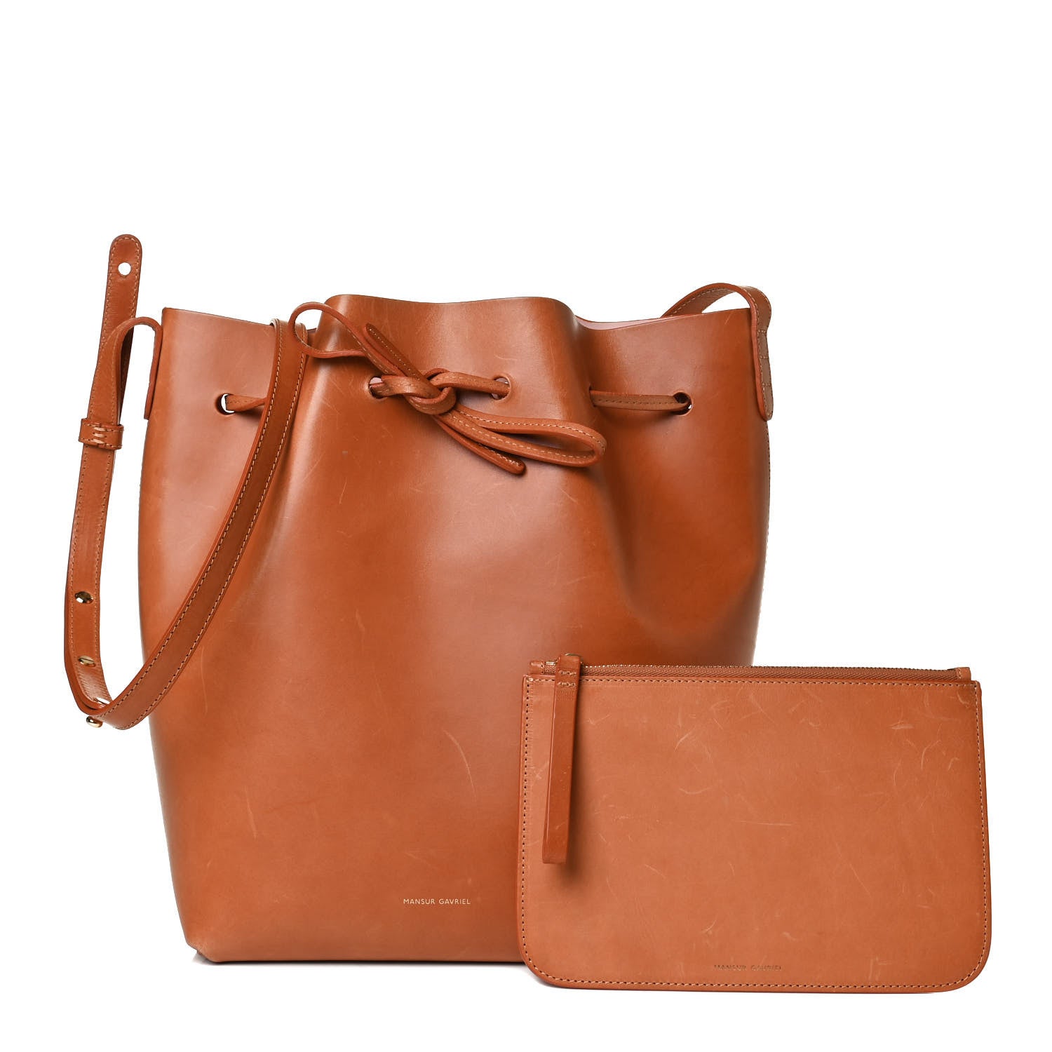 Mansur Gavriel Vegetable Tanned Calfskin Bucket Bag Cammello Rosa 1 of 21