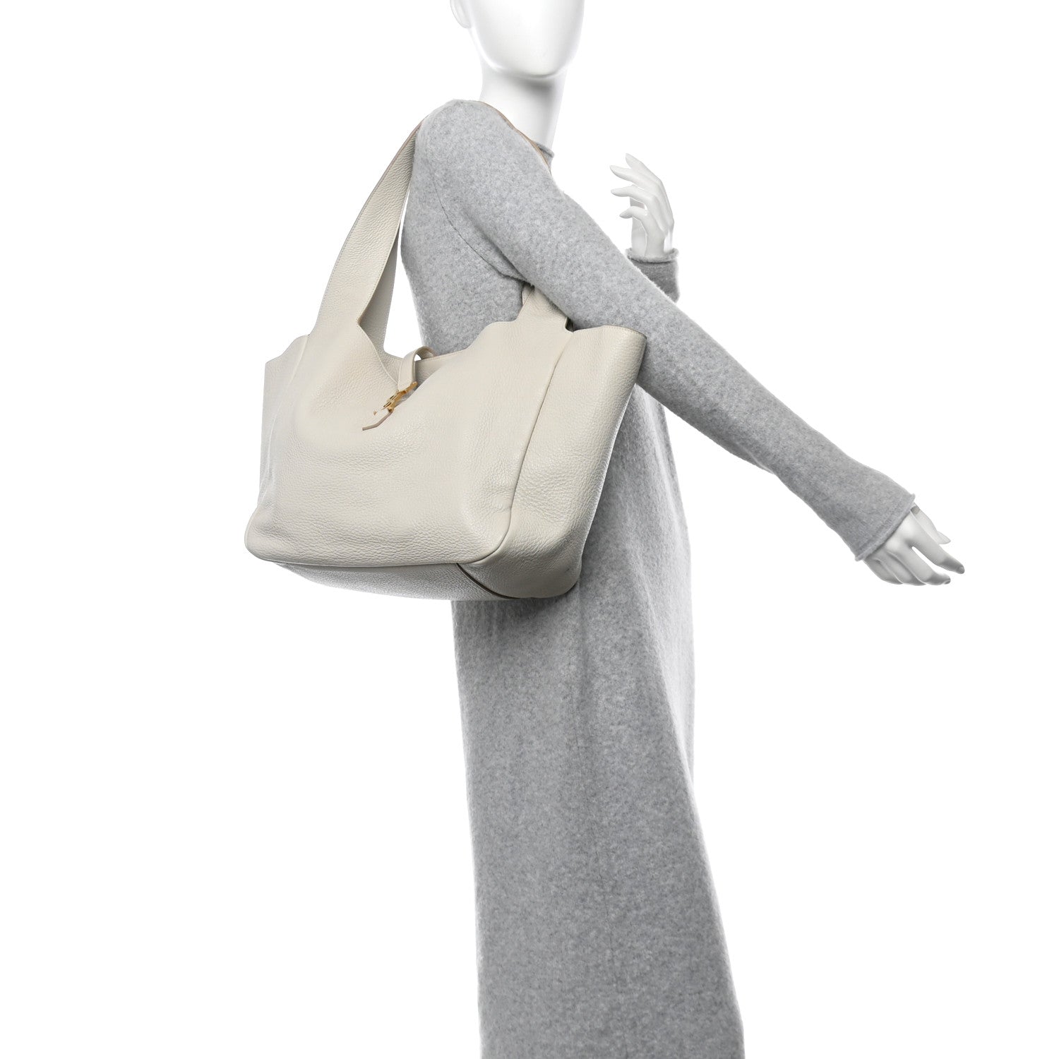 Saint Laurent Grained Deerskin Bea Tote Blanc Vintage 2 of 11