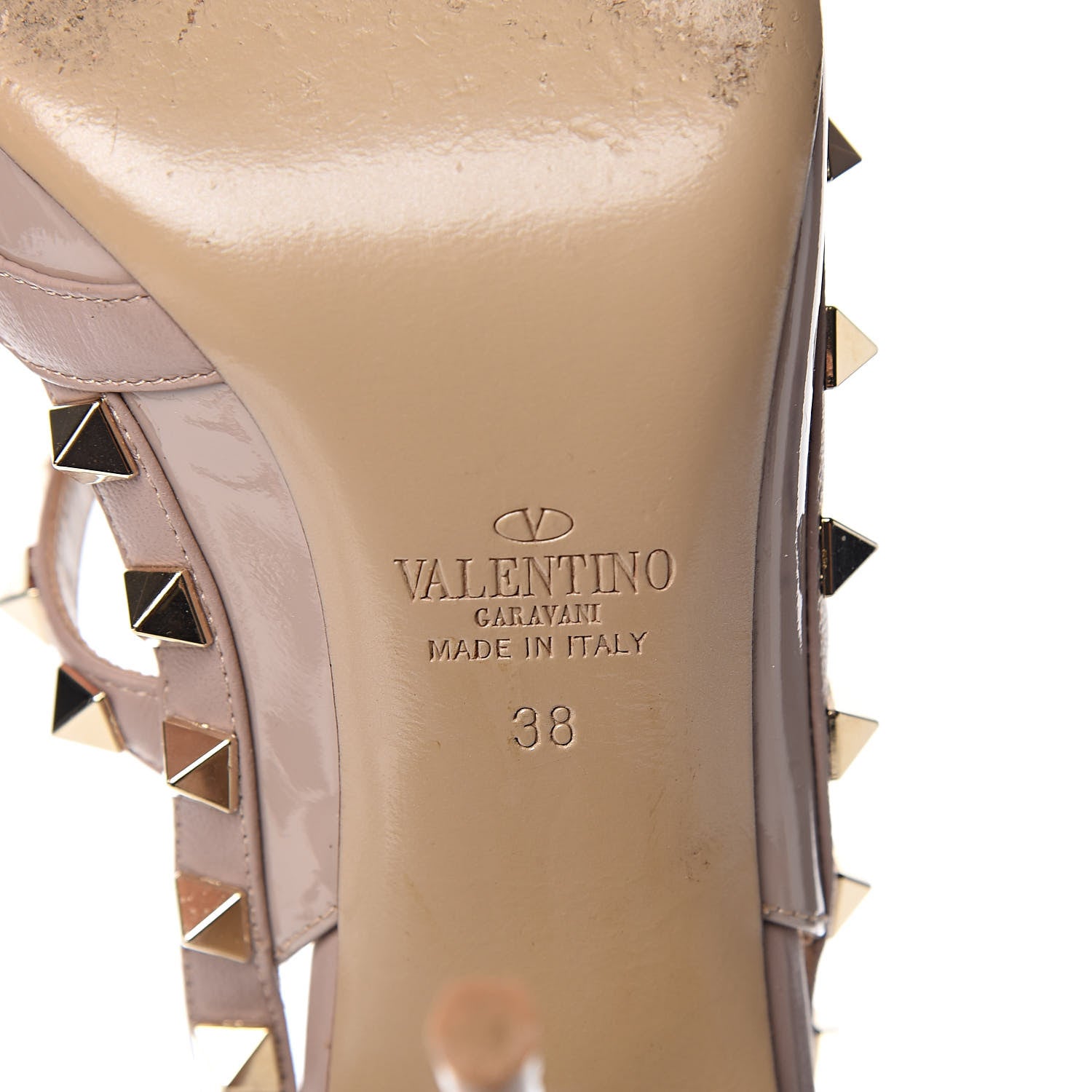 Valentino Garavani Patent Nappa Rockstud Ankle Strap 100mm Pumps 38 Poudre 7 of 10