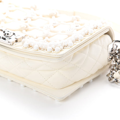 Chanel Lambskin Crystal Beads Embellished Medium Boy Flap White 9 of 9