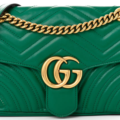 Gucci Calfskin Matelasse Small GG Marmont Shoulder Bag Emerald Green 8 of 14