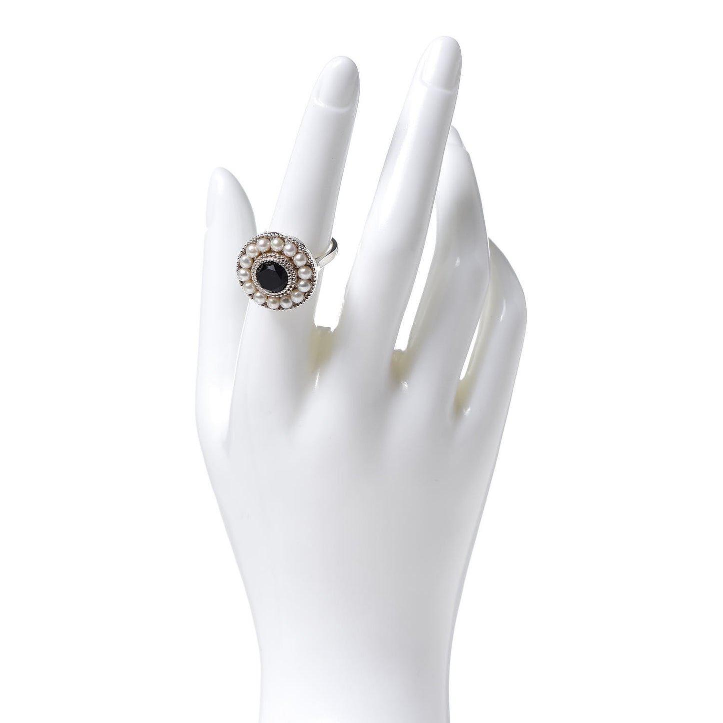 Sterling Silver Black Onyx Freshwater Pearl Ziegfeld Ring 54 7