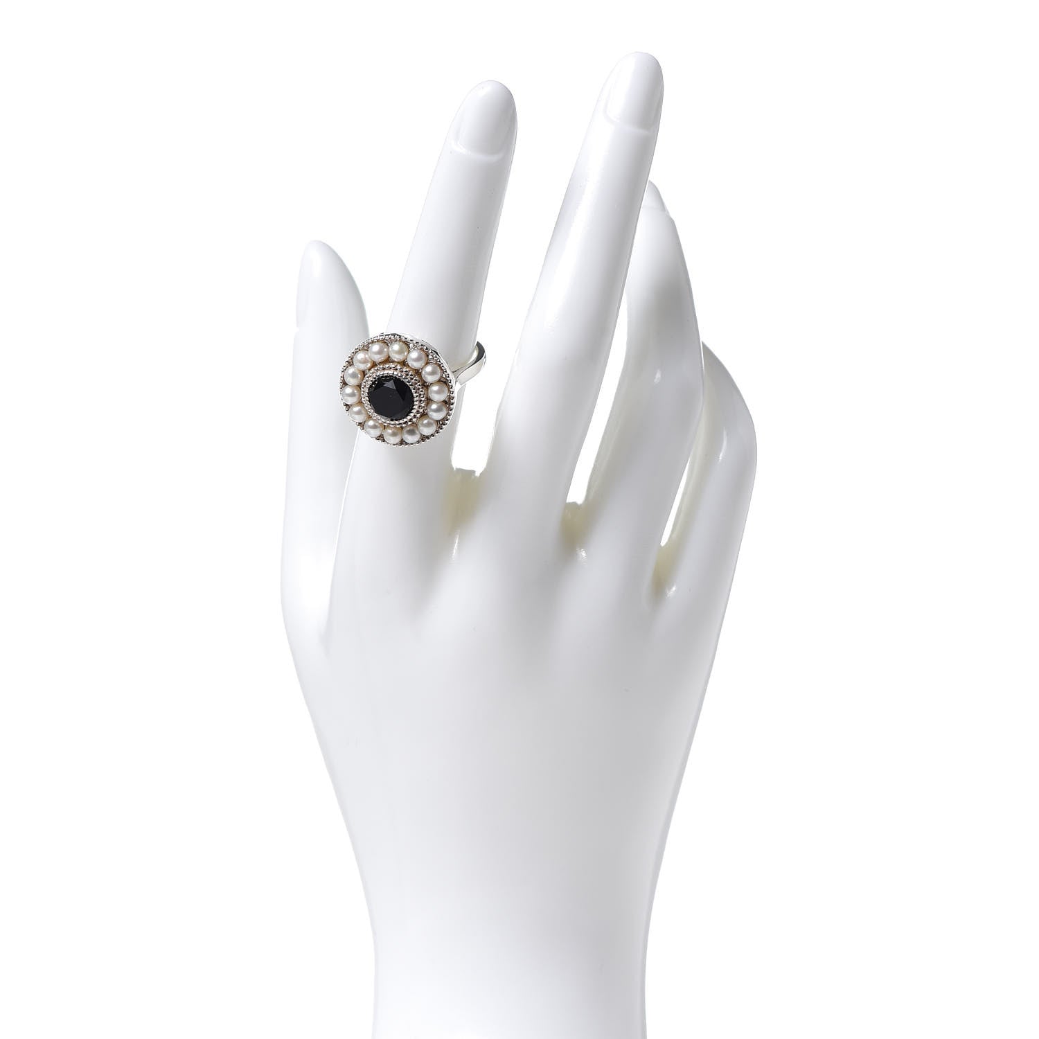 Tiffany Sterling Silver Black Onyx Freshwater Pearl Ziegfeld Ring 54 7 2 of 6