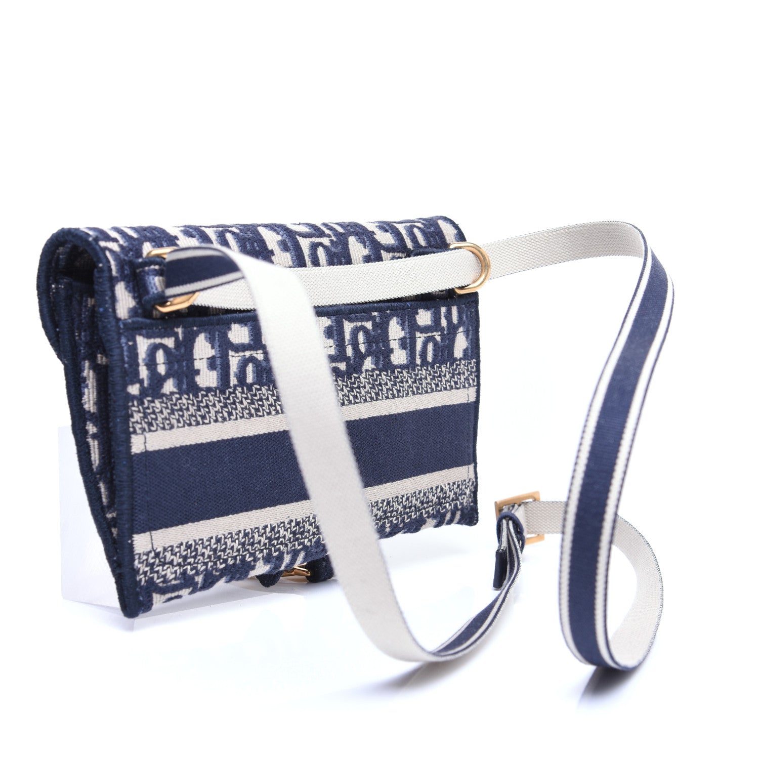 Christian Dior Oblique Slim Saddle Pouch Blue 3 of 12