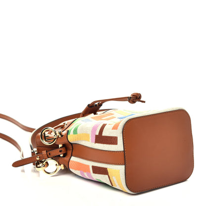 Fendi Kuban Canvas Vitello King F is Fendi FF Embroidered Mini Mon Tresor Bucket Bag Multicolor Cuoio 5 of 10