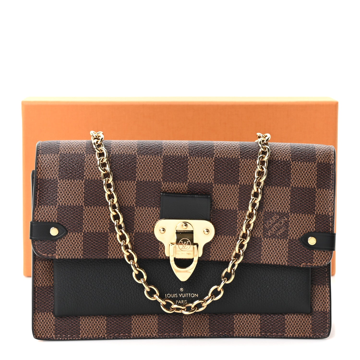 Louis Vuitton Damier Ebene Vavin Chain Wallet Black 10 of 10