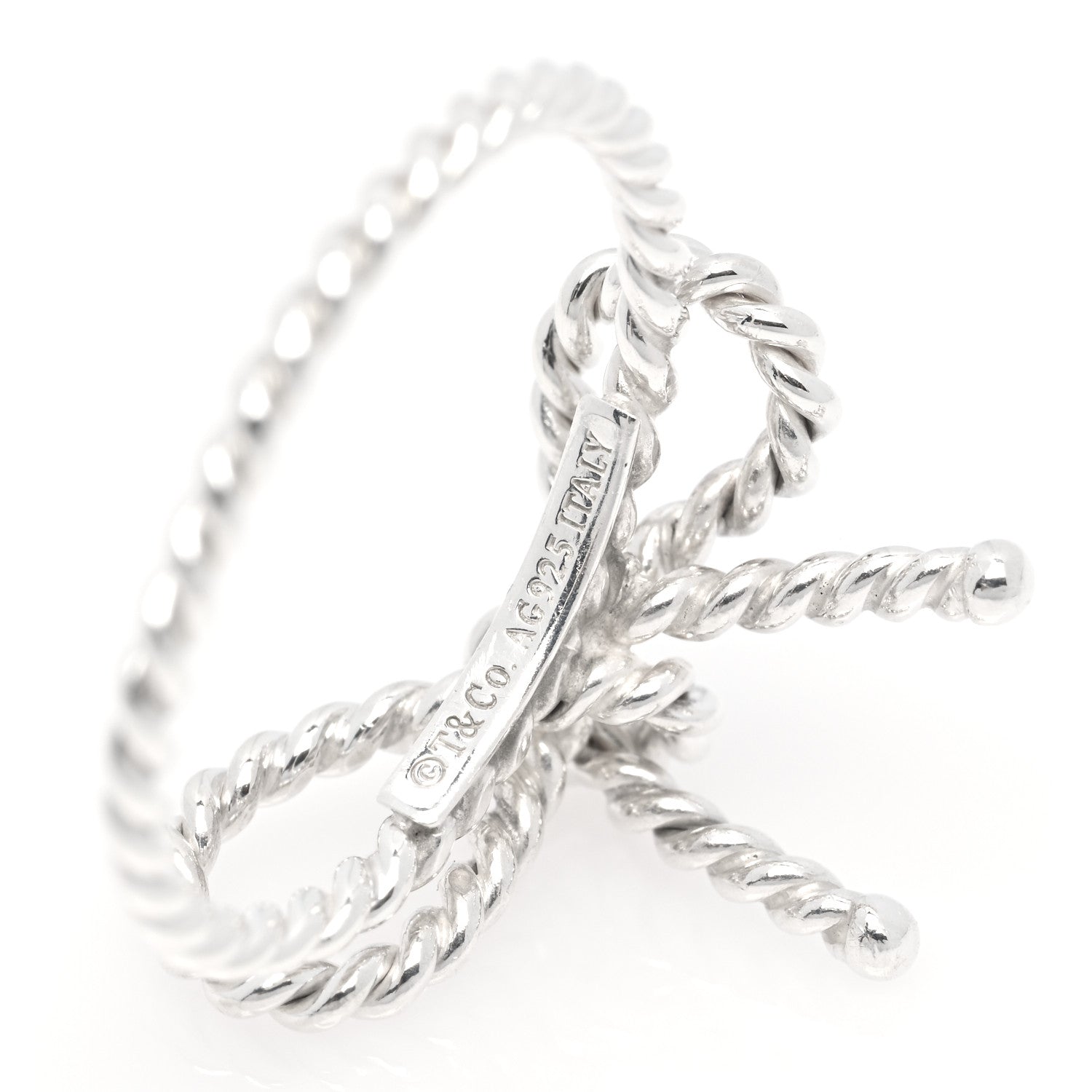 Tiffany Sterling Silver Textured Twist Bow Ring 48 4.5 4 of 4