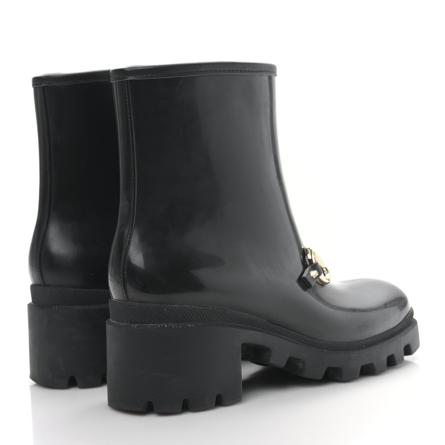 Gucci Rubber Womens Horsebit Ankle Boots 40 Black 4 of 7