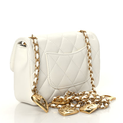 Chanel Lambskin Quilted Mini Heart Charms Flap White 3 of 9