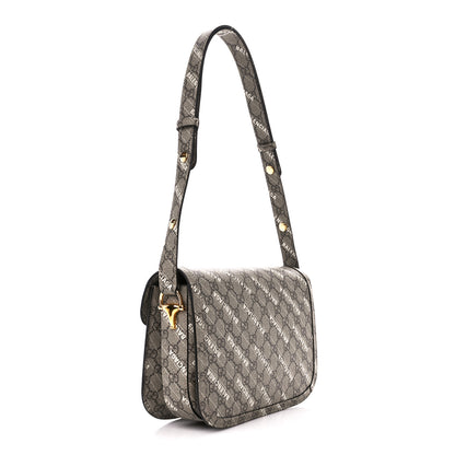 Gucci X BALENCIAGA GG Supreme Monogram Logo Print Horsebit 1955 Shoulder Bag Beige Ebony 3 of 11