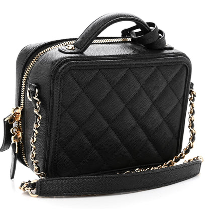 Chanel Caviar Quilted Small CC Filigree Vanity Case Black 3 of 11