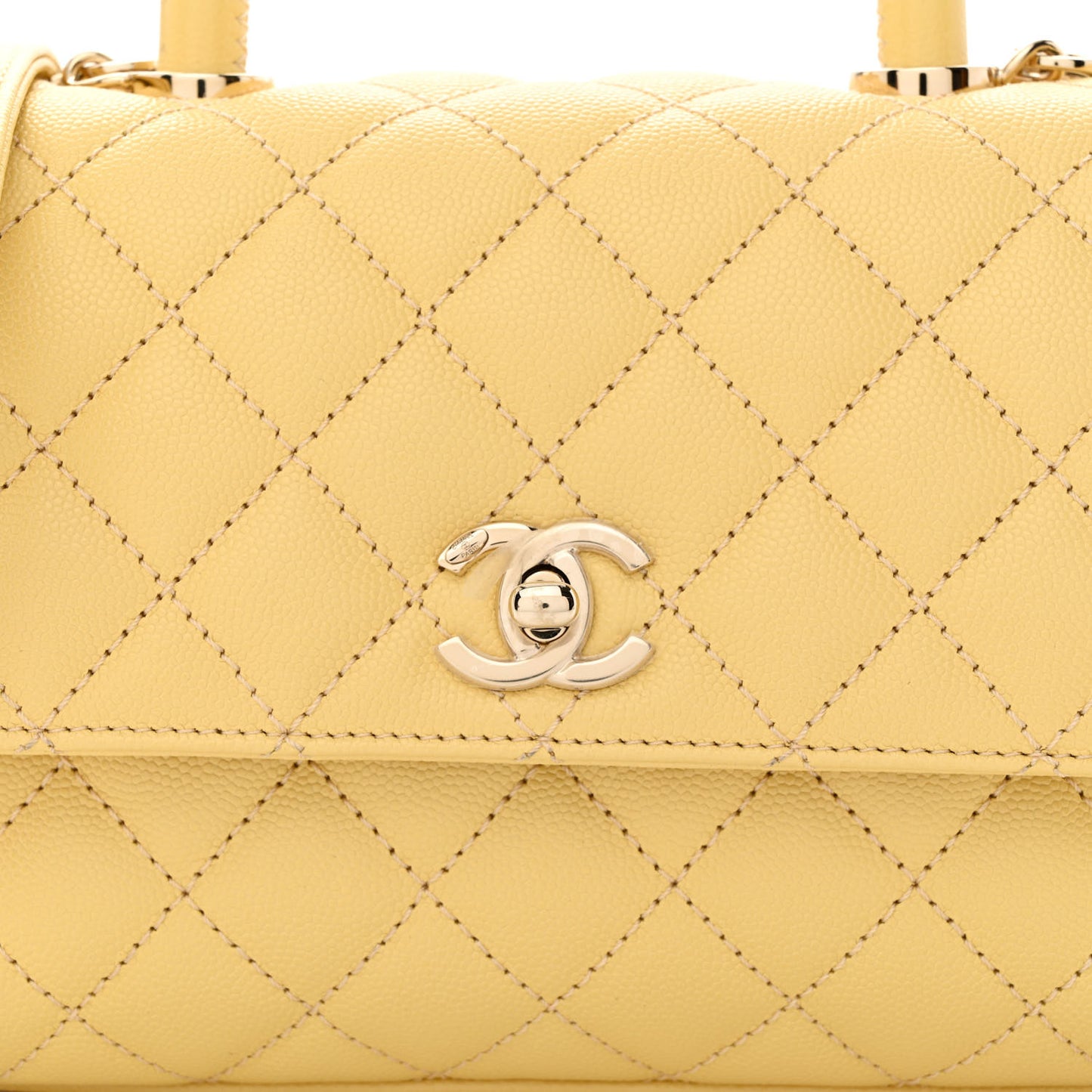 Caviar Quilted Mini Coco Handle Flap Yellow