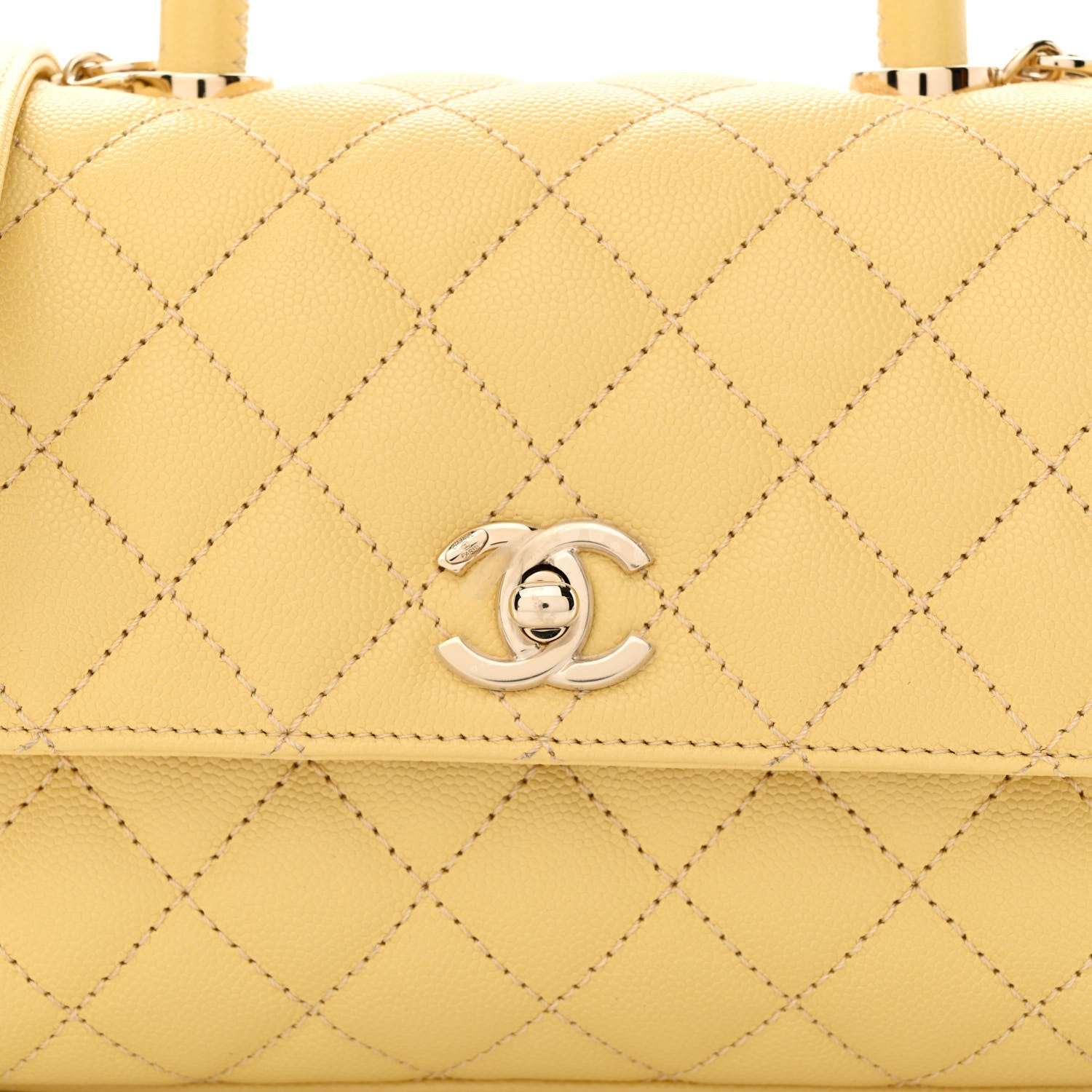 Chanel Caviar Quilted Mini Coco Handle Flap Yellow 8 of 11