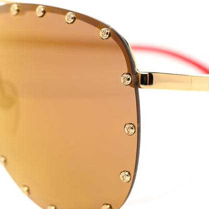 Louis Vuitton Metal The Party Aviator Sunglasses Z0910U Gold 7 of 8