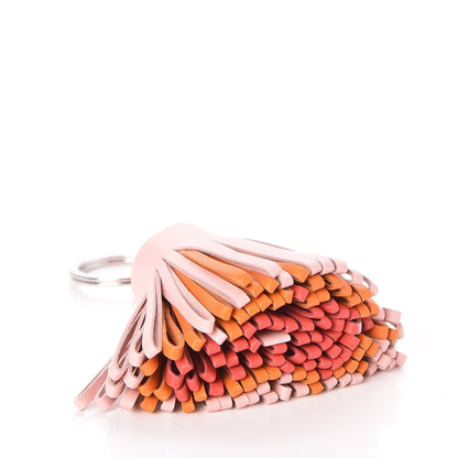 Hermes Lambskin Tri-Color Carmen Tassel Key Holder Rose Sakura Orange Bougainvillea 4 of 5