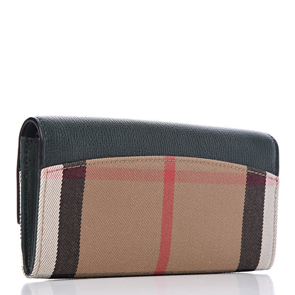 Burberry Grainy Calfskin House Check Porter Continental Wallet Dark Bottle Green 3 of 8