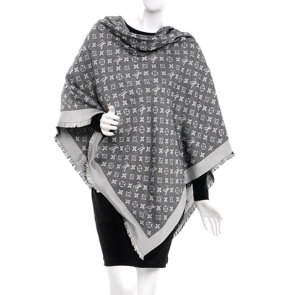 Louis Vuitton Wool Silk Monogram Denim Shawl Black 2 of 6