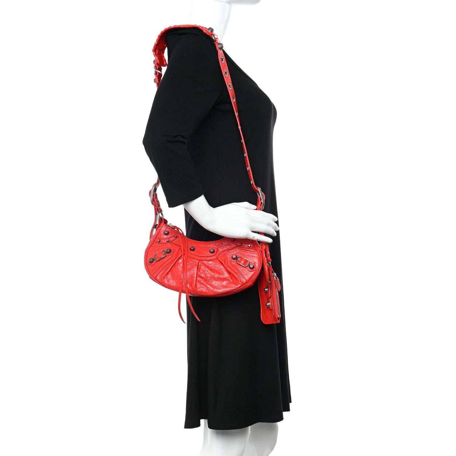 Balenciaga Agneau Arena Le Cagole Shoulder Bag XS Tomato Red 2 of 13