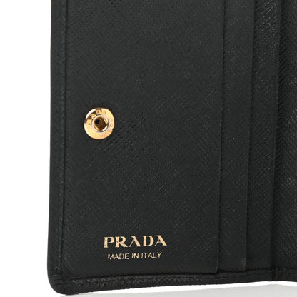 Prada Saffiano Metal Tri-Fold Wallet Black 7 of 10