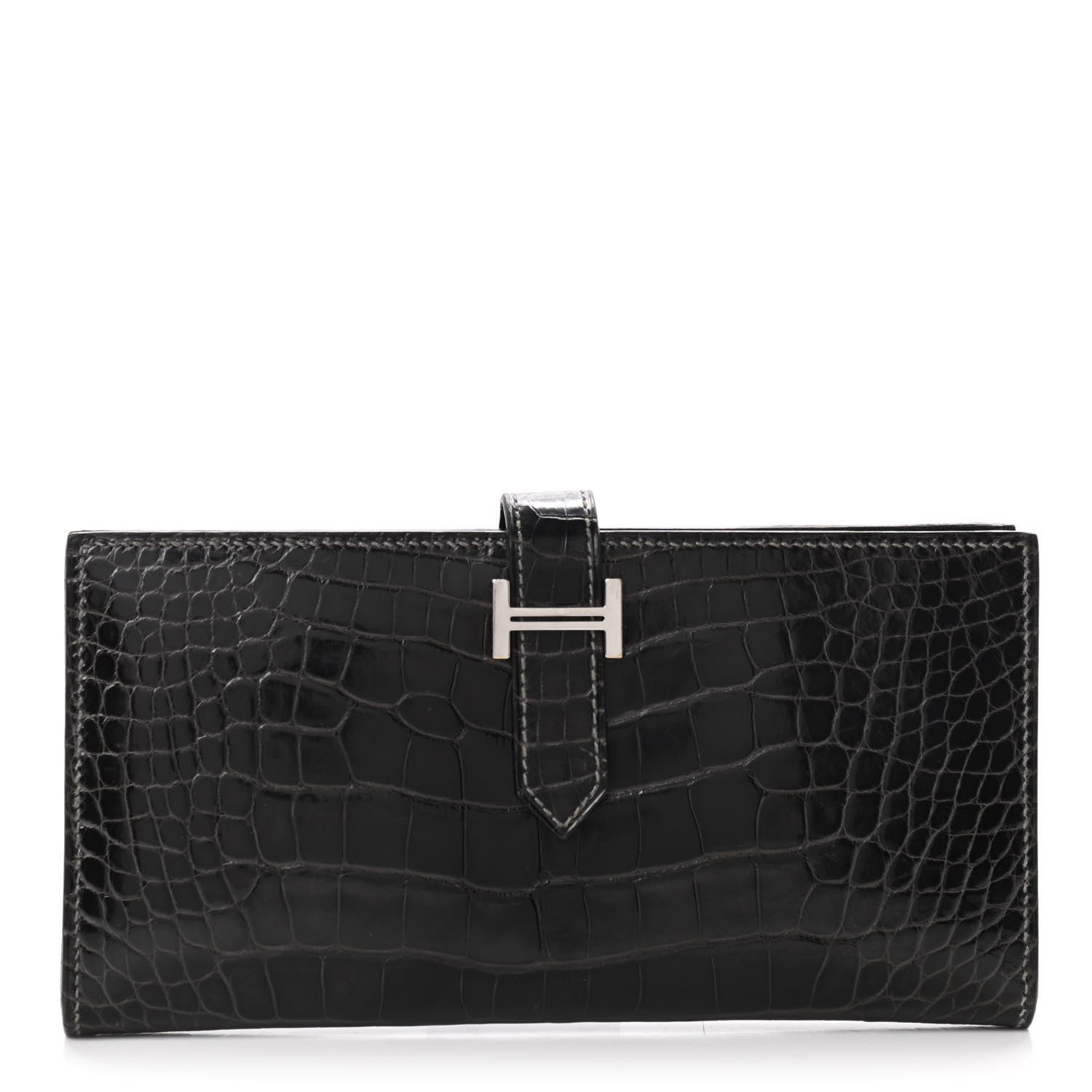 Hermes Shiny Alligator Bearn Wallet Graphite 1 of 9