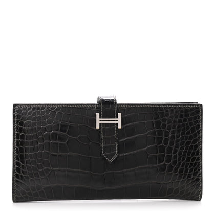 Hermes Shiny Alligator Bearn Wallet Graphite 1 of 9