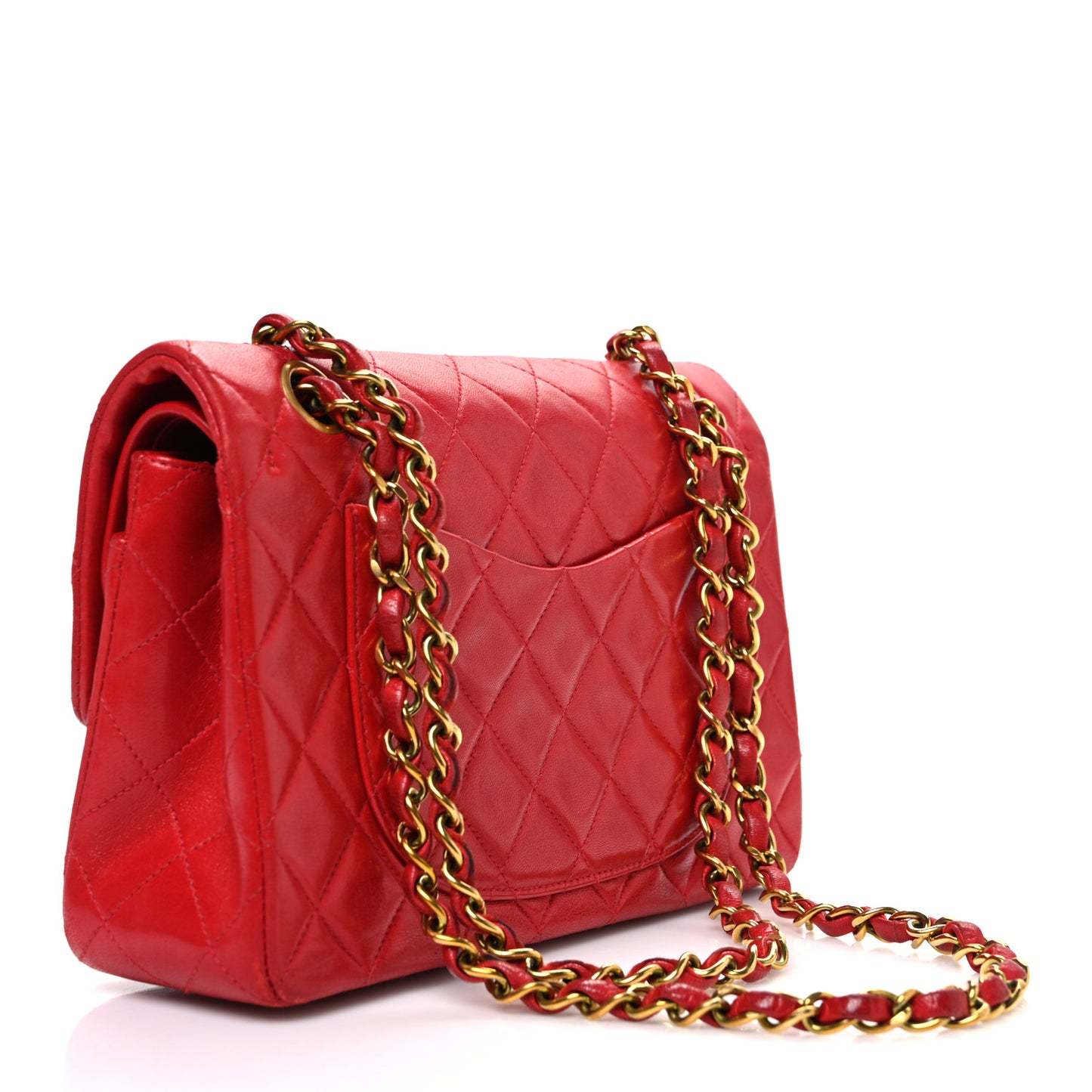 Lambskin Quilted Small Double Flap Red
