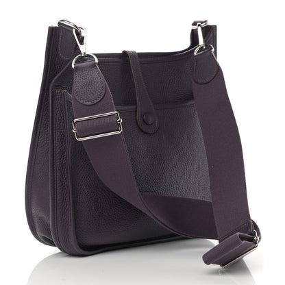 Hermes Taurillon Clemence Evelyne III PM Raisin 3 of 13