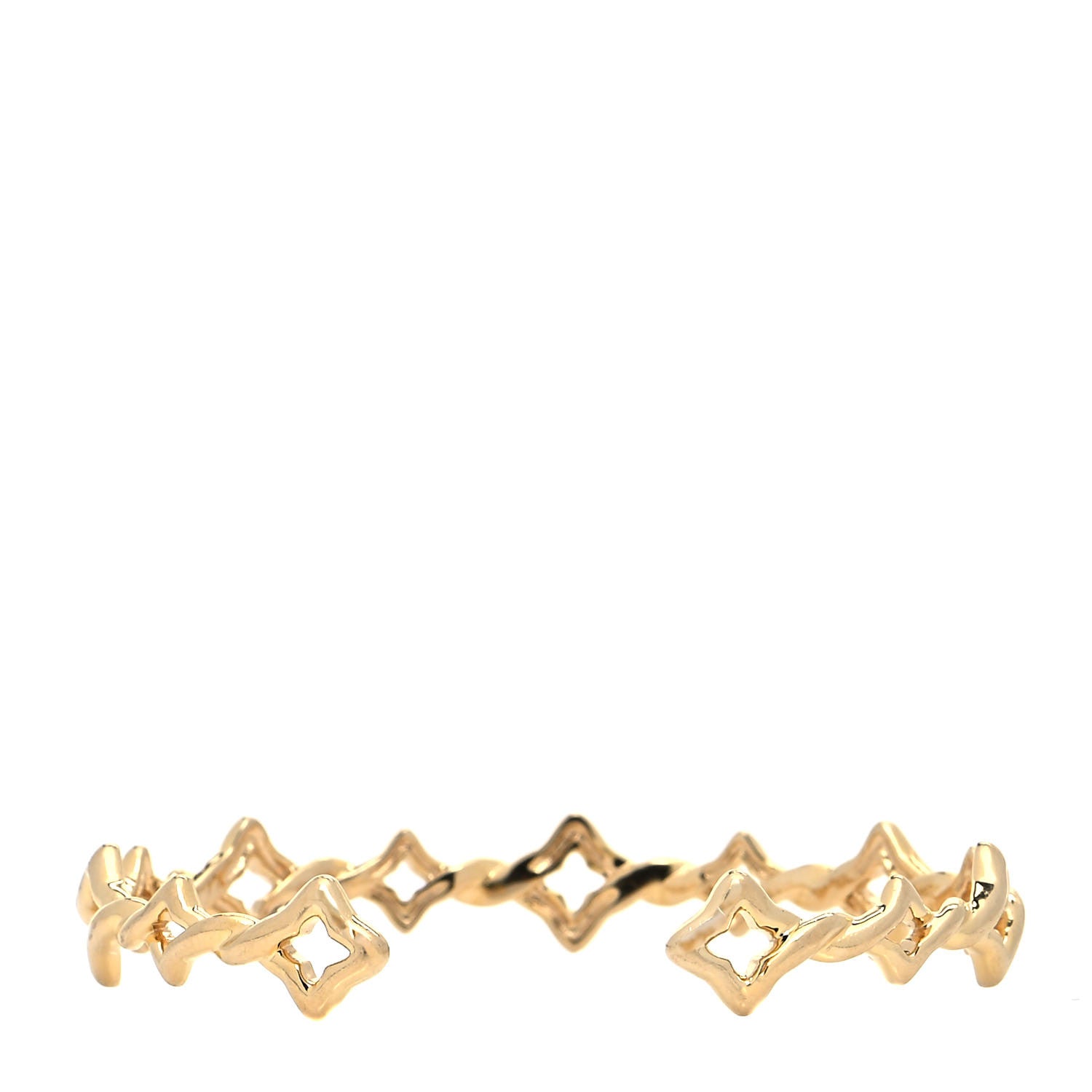 David Yurman 18K Yellow Gold Diamond Venetian Quatrefoil Single Row Cuff Bracelet 3 of 4