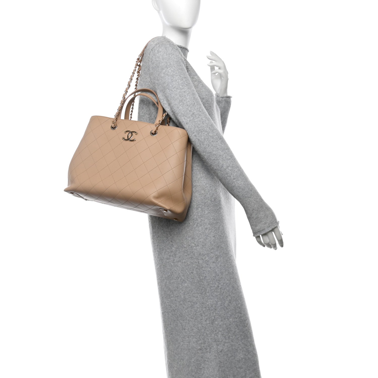 Chanel Calfskin Large Serial Shopper Tote Beige 2 of 10