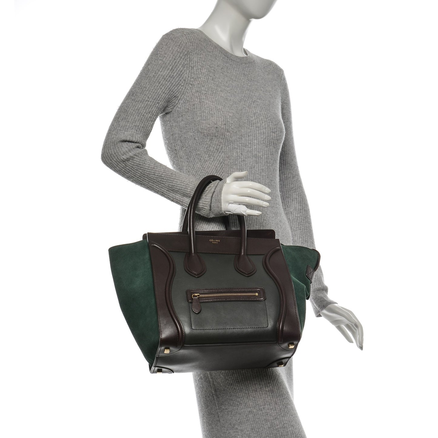 Smooth Calfskin Suede Mini Tri-Color Luggage Burgundy