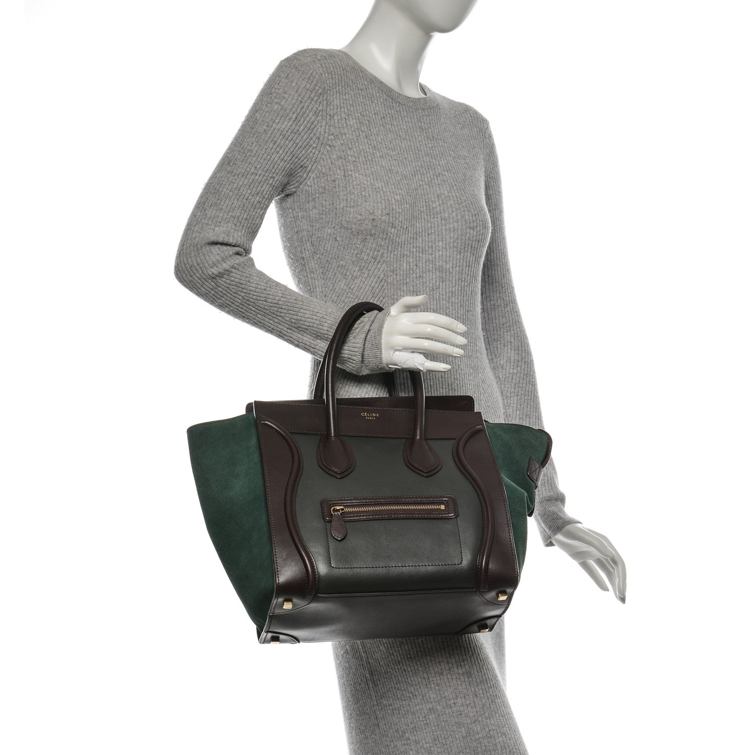 Celine Smooth Calfskin Suede Mini Tri-Color Luggage Burgundy 2 of 6