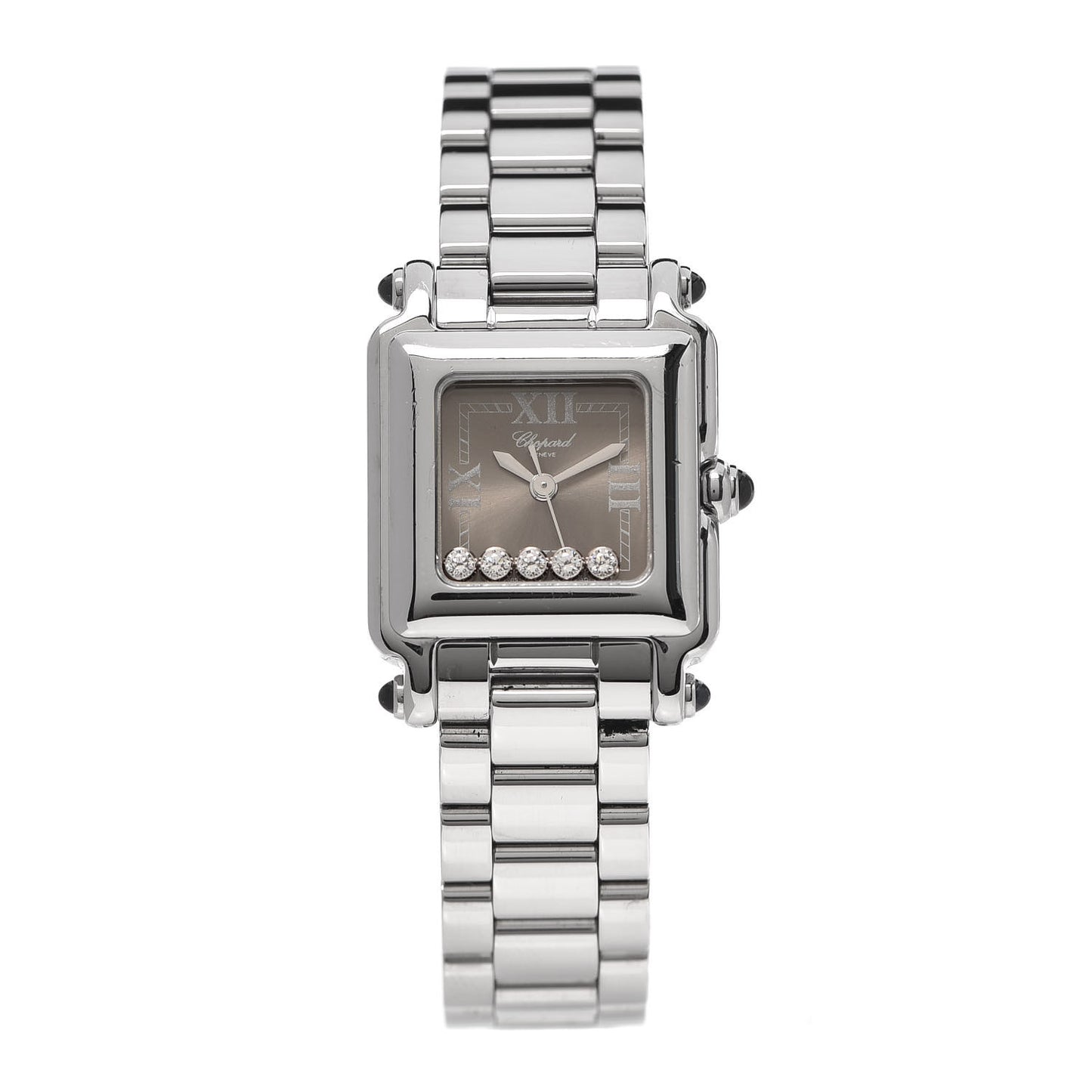 Stainless Steel 5 Diamond 23mm Happy Sport Quartz Watch Brown