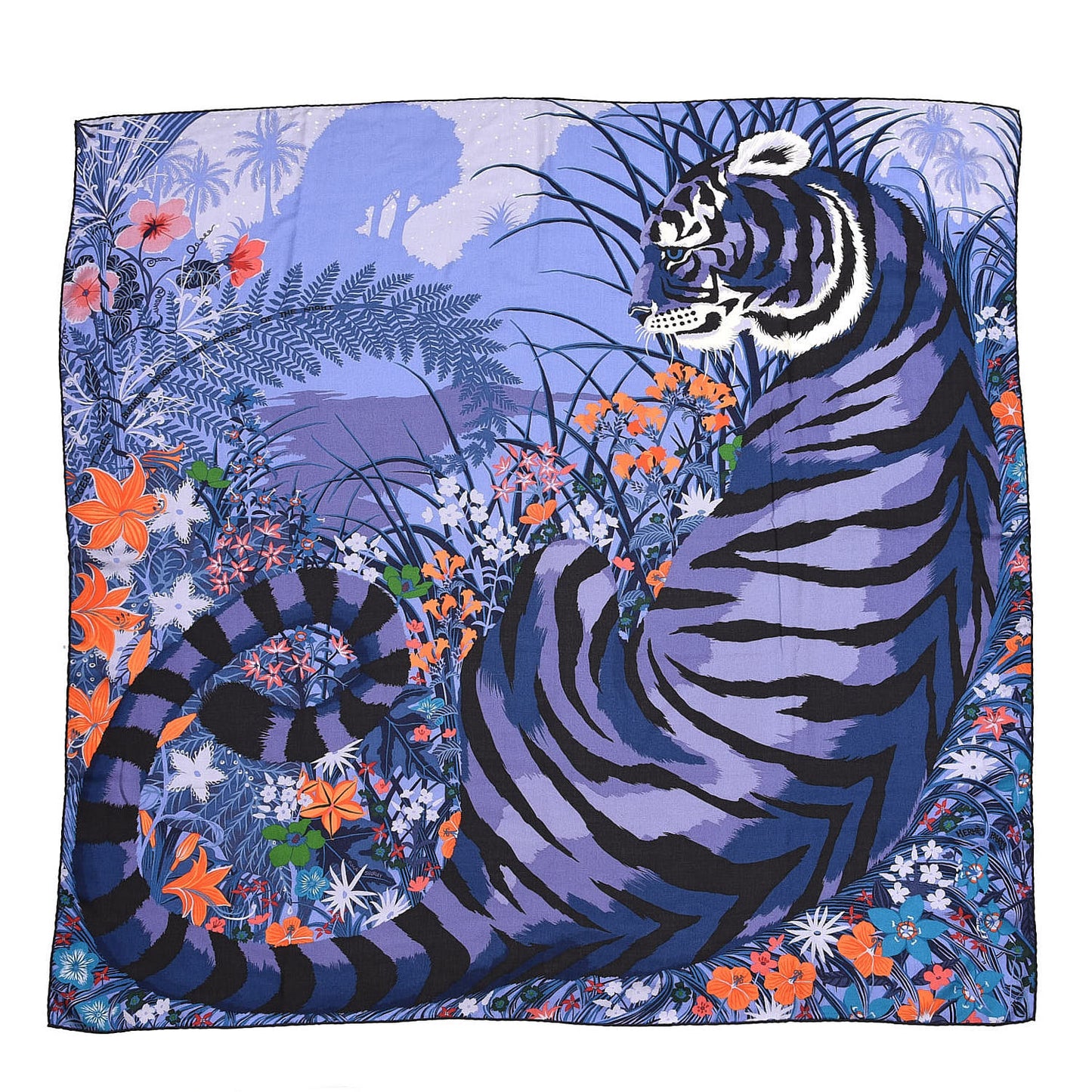 Cashmere Silk Tyger Tyger Shawl 140 Lavande Orange Black