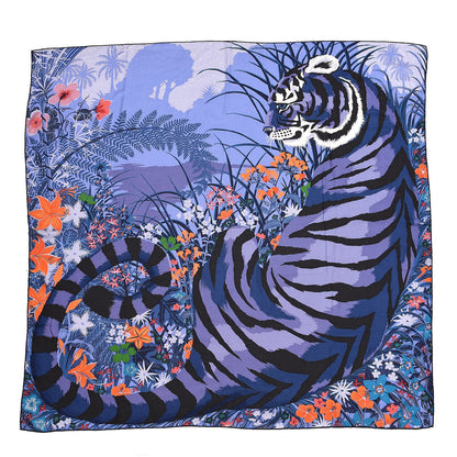 Hermes Cashmere Silk Tyger Tyger Shawl 140 Lavande Orange Black 1 of 7