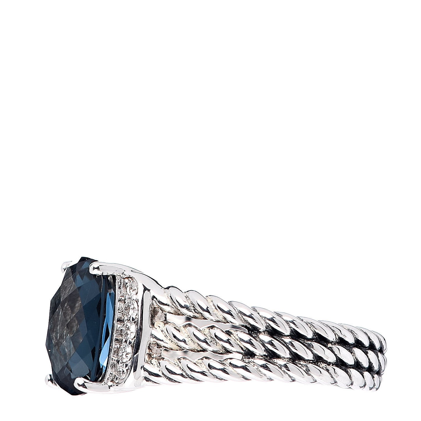 Sterling Silver Diamond Hampton Blue Topaz 10mm Petite Wheaton Ring 56 7.5