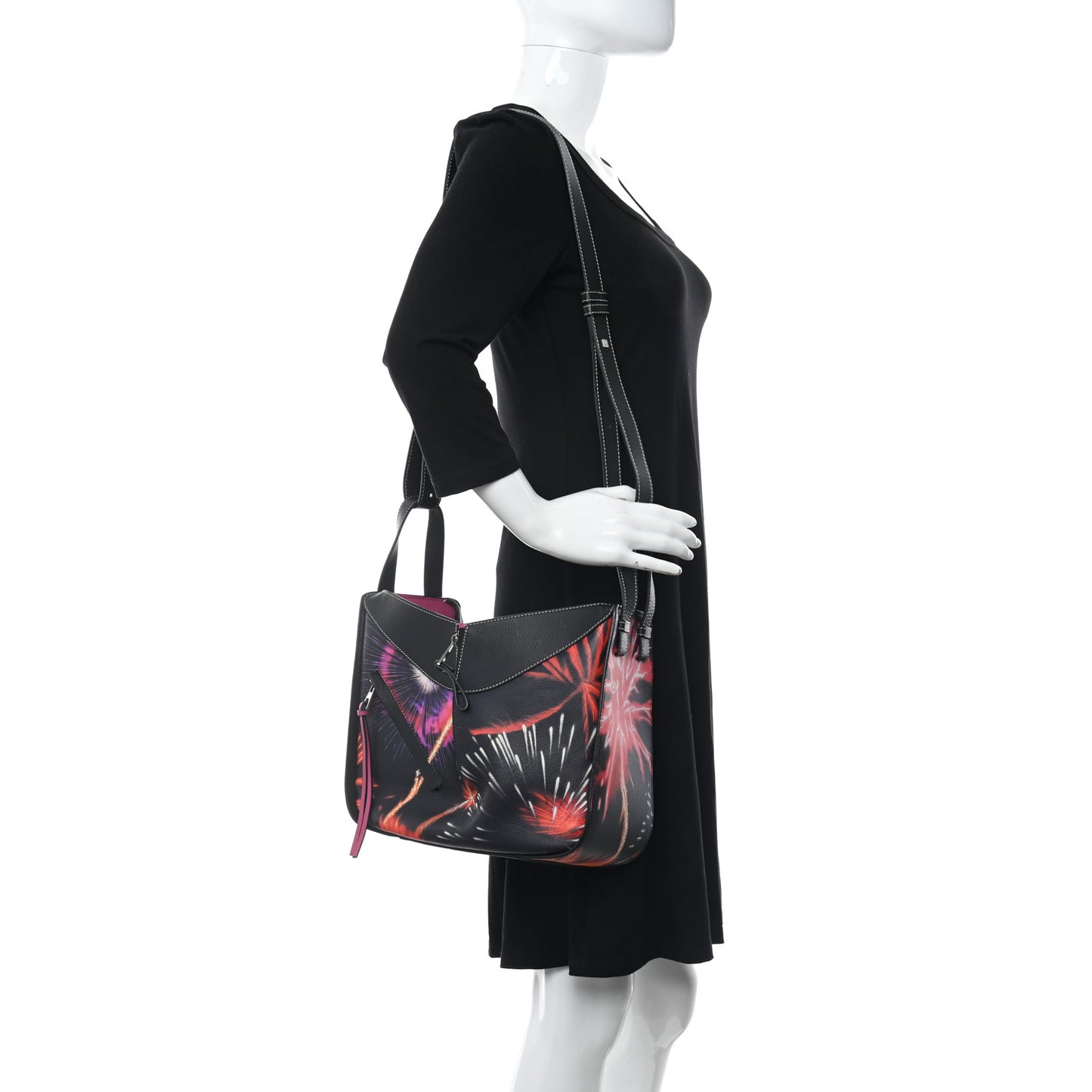 Calfskin Small Lunar New Year 2018 Hammock Shoulder Bag Black Multicolor