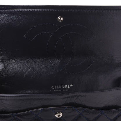 Chanel Glazed Calfskin Quilted Surpique 2.55 Reissue Flap Navy 12 of 18