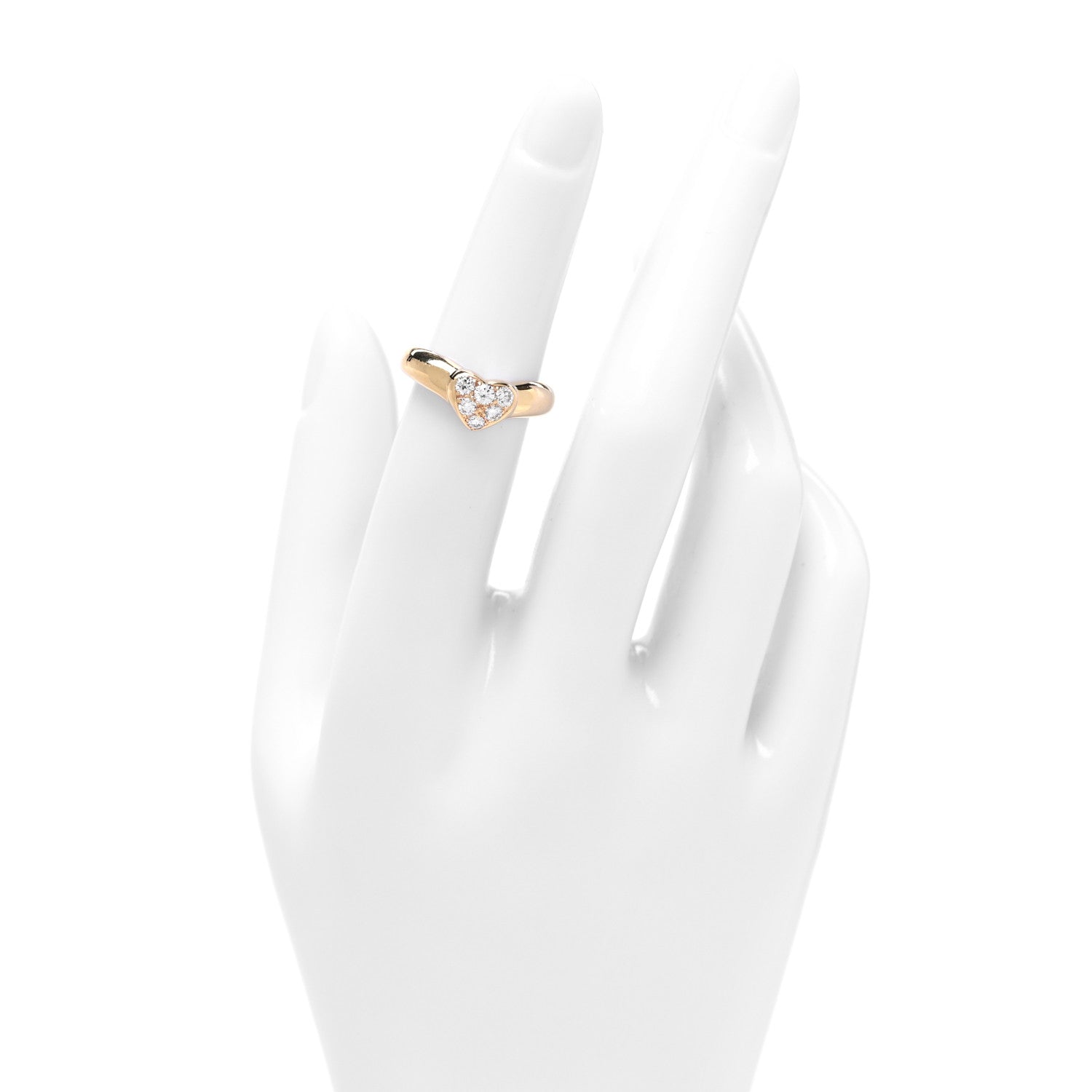 Tiffany 18K Yellow Gold Diamond Heart Band Ring 49 5 2 of 4