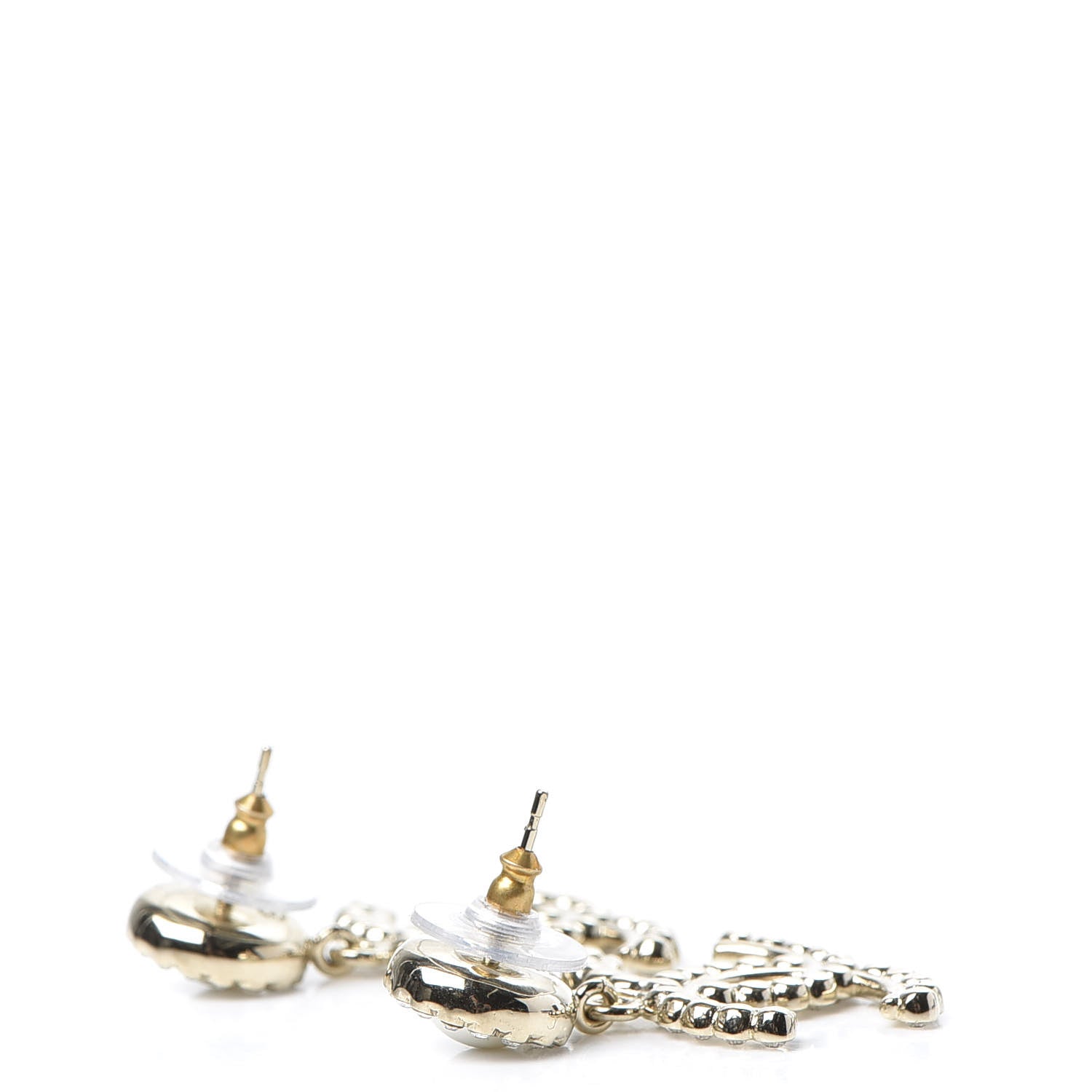 Chanel Crystal Pearl Bow-tiful CC Drop Earrings Gold 3 of 5