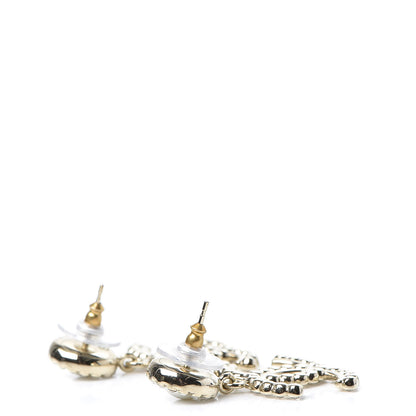 Chanel Crystal Pearl Bow-tiful CC Drop Earrings Gold 3 of 5