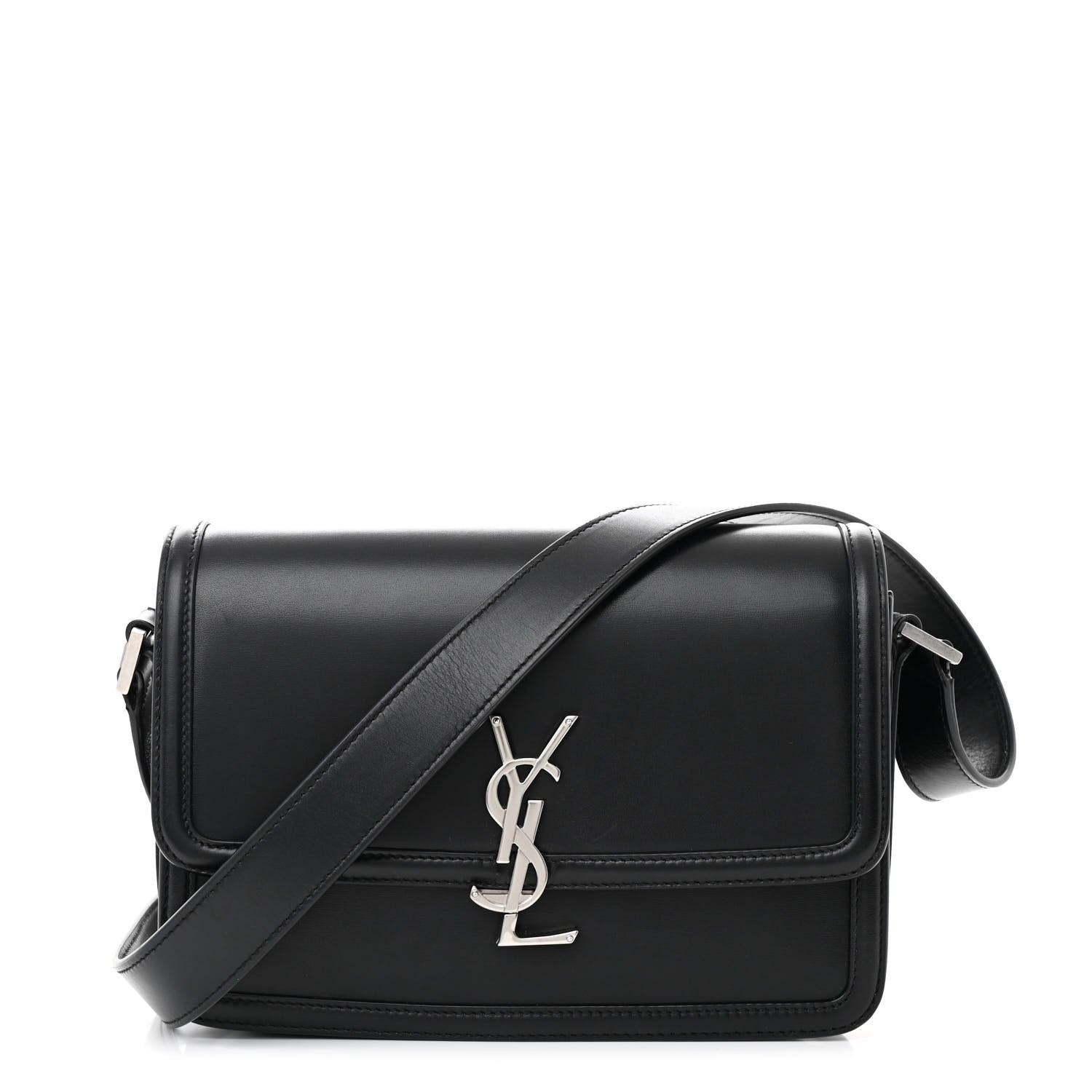 Saint Laurent Box Calfskin Monogram Medium Solferino Satchel Black 1 of 12