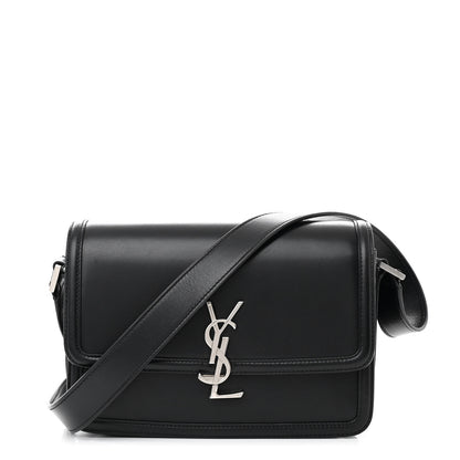 Saint Laurent Box Calfskin Monogram Medium Solferino Satchel Black 1 of 12