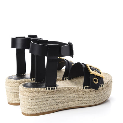 Christian Dior Calfskin D-Dior Espadrille Platform Sandals 37 Black 4 of 10