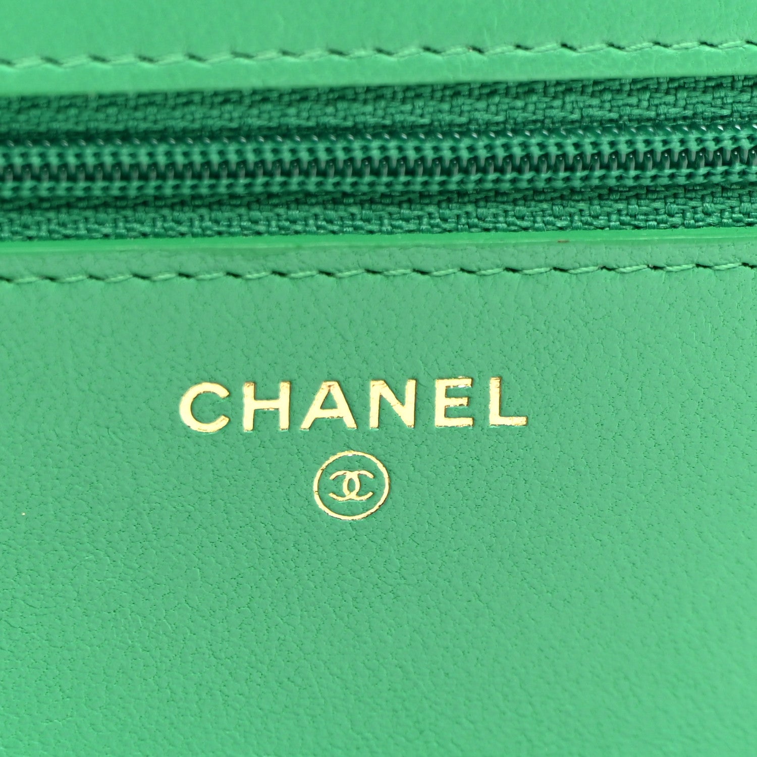 Chanel Lambskin Quilted Wallet On Chain WOC Green 5 of 11